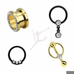 Piercings schwarz, gold