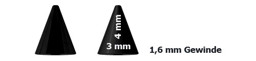 Zeige Details für Piercing Spitze schwarz 3 mm Ø 1,6 x 4, 6, 10, 12, 16 mm lang Bild von Piercing Spitze schwarz 3 mm Ø 1,6 x 4, 6, 10, 12, 16 mm lang
