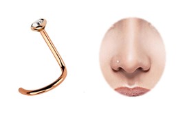 Zeige Details für Nasenpiercing, Nasenstecker Stahl Rosegold 1,0 mm mit Stein und Spirale Bild von Nasenpiercing, Nasenstecker Stahl Rosegold 1,0 mm mit Stein und Spirale