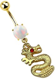 Zeige Details für Bauchnabel Piercing Banane golderner Drache mit 8 mm Opal Bild von Bauchnabel Piercing Banane golderner Drache mit 8 mm Opal