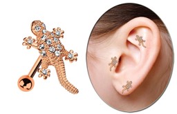 Zeige Details für Ohrpiercing Helix Tragus Lobe, Echse Rosegold mit Stab und Kugel in 1,2 mm Bild von Ohrpiercing Helix Tragus Lobe, Echse Rosegold mit Stab und Kugel in 1,2 mm