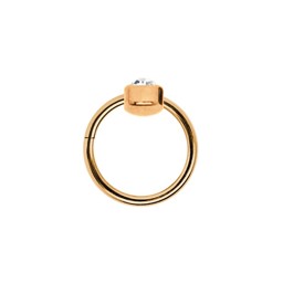 Bild von Ohrpiercing Ring bcr Clicker Stahl rosegold in 1,2 mm mit 4 mm Steinplatte