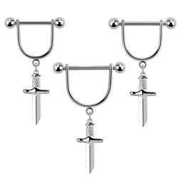 Zeige Details für Brustpiercing Schmuck Stahl Bügel mit Schwert in 1,6 x 12-16 mm Bild von Brustpiercing Schmuck Stahl Bügel mit Schwert in 1,6 x 12-16 mm