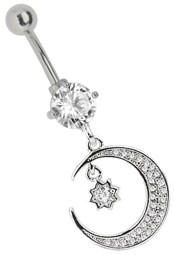 Zeige Details für Bauchnabelpiercing Banane 316l Stahl, 6 mm Stein und Mond Anhänger mit Stern Bild von Bauchnabelpiercing Banane 316l Stahl, 6 mm Stein und Mond Anhänger mit Stern