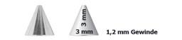 Bild von Stahl Spitze 3 mm Ø 1,2 x 3/3, 3/4, 3/6, 3/10, 3/12, 3/16 mm