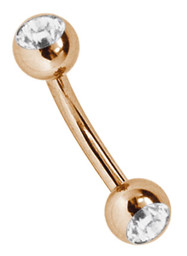 Zeige Details für Piercing Mini Banane Stahl rosegold in 1,2 mm mit zwei Steinkugeln Bild von Piercing Mini Banane Stahl rosegold in 1,2 mm mit zwei Steinkugeln