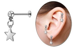 Zeige Details für Ohrpiercing, Helix, Labret mit Steinkugel und Stern in 1,2 mm Bild von Ohrpiercing, Helix, Labret mit Steinkugel und Stern in 1,2 mm