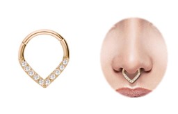 Zeige Details für Piercing Smooth Segment Ring Clicker rosegold, Tropfen mit Steinen Bild von Piercing Smooth Segment Ring Clicker rosegold, Tropfen mit Steinen