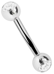 Bild von Titan Piercing Schmuck Banane in 1,6 mm mit 2 Steinkugeln