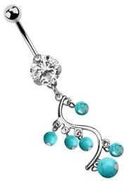 Zeige Details für Bauchnabelpiercing Banane, 8 mm Stein, Anhänger mit türkiser Rebe  Bild von Bauchnabelpiercing Banane, 8 mm Stein, Anhänger mit türkiser Rebe