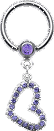 Zeige Details für Intim Piercing Ring Stahl mit Kette + Herz und 5 mm Kugel + Steine Bild von Intim Piercing Ring Stahl mit Kette + Herz und 5 mm Kugel + Steine