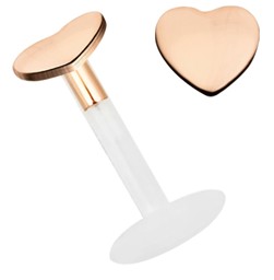 Zeige Details für Teflon Labret Stecksystem 1,2 mm mit 2,5 mm Herz 14kt. Rosegold Bild von Teflon Labret Stecksystem 1,2 mm mit 2,5 mm Herz 14kt. Rosegold