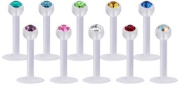 Bild von Ohrpiercing, Helix, Tragus, Labret 1,2 mm mit Steinkugel aus Acryl im Set