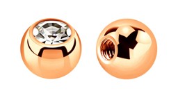 Zeige Details für Piercing Kugel, Verschluss Stahl PVD Rose Gold mit Stein 1,2 x 4 mm Bild von Piercing Kugel, Verschluss Stahl PVD Rose Gold mit Stein 1,2 x 4 mm