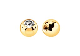 Zeige Details für Piercing Kugel Stahl PVD 18 kt. Hartvergoldung mit Stein 1,2 x 3 mm Bild von Piercing Kugel Stahl PVD 18 kt. Hartvergoldung mit Stein 1,2 x 3 mm