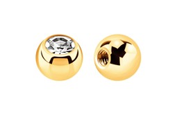 Zeige Details für Piercing Kugel Stahl PVD 18 kt. Hartvergoldung mit Stein 1,2 x 4 mm Bild von Piercing Kugel Stahl PVD 18 kt. Hartvergoldung mit Stein 1,2 x 4 mm