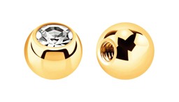 Zeige Details für Piercing Kugel Stahl PVD 18 kt. Hartvergoldung mit Stein 1,6 x 5 mm Bild von Piercing Kugel Stahl PVD 18 kt. Hartvergoldung mit Stein 1,6 x 5 mm
