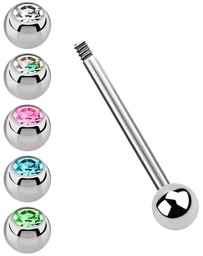 Zeige Details für Zungenpiercing Set, Stahlstab in 1,6 x 12-18 mm mit 5 Steinkugeln Bild von Zungenpiercing Set, Stahlstab in 1,6 x 12-18 mm mit 5 Steinkugeln