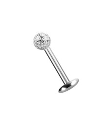 Bild von Titan Piercing Labret Stecker 4 mm Platte in 1,2 mm + Epoxy Kugel