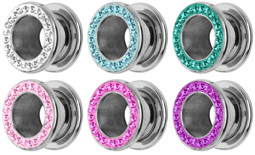 Bild von Ohr Piercing Flesh Tunnel + Steine und Überzug, 3-18 mm Ø