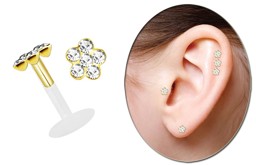 Zeige Details für Teflon Labret Stecksystem 1,6 mm mit 5 mm Stein-Blume vergoldet Bild von Teflon Labret Stecksystem 1,6 mm mit 5 mm Stein-Blume vergoldet