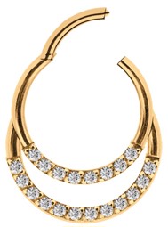 Zeige Details für Piercing Segment Clicker Doppel Ring mit Steinen Rosegold in 1,2 mm Bild von Piercing Segment Clicker Doppel Ring mit Steinen Rosegold in 1,2 mm