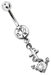 Zeige Details für Bauchnabelpiercing Banane mit 8/5 Steinkugeln und Anker mit Stein Bild von Bauchnabelpiercing Banane mit 8/5 Steinkugeln und Anker mit Stein