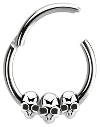 Zeige Details für Septum Piercing 316l Stahl Ring, Clicker mit Totenköpfen in 1,2 mm Bild von Septum Piercing 316l Stahl Ring, Clicker mit Totenköpfen in 1,2 mm