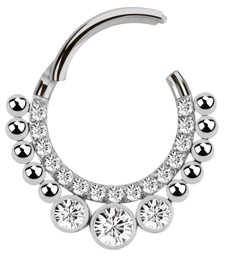 Zeige Details für Piercing Smooth Segment Clicker Stahl mit Steinkranz und Kugeln Bild von Piercing Smooth Segment Clicker Stahl mit Steinkranz und Kugeln