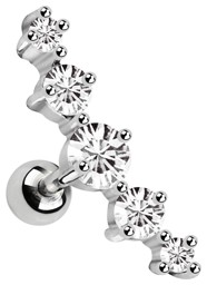 Zeige Details für Ohr Piercing Stab 1,2 mm aus 316l Stahl mit Bogen aus fünf Steinen Bild von Ohr Piercing Stab 1,2 mm aus 316l Stahl mit Bogen aus fünf Steinen