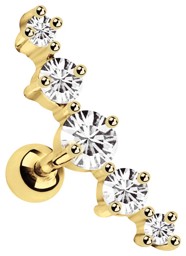 Zeige Details für Ohr Piercing Stecker Gold in 1,2 mm mit Bogen aus fünf Steinen Bild von Ohr Piercing Stecker Gold in 1,2 mm mit Bogen aus fünf Steinen
