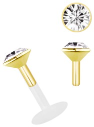Zeige Details für Teflon Labret Stecksystem 1,2 mm mit gefasstem Stein, vergoldet Bild von Teflon Labret Stecksystem 1,2 mm mit gefasstem Stein, vergoldet