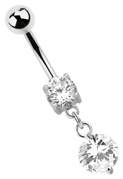 Zeige Details für Stahl Bauchnabel Piercing Schmuck Banane mit zwei klaren Steinen Bild von Stahl Bauchnabel Piercing Schmuck Banane mit zwei klaren Steinen