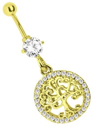 Zeige Details für Bauchnabelpiercing Banane Gold mit 6 mm Stein und Lebensbaum Bild von Bauchnabelpiercing Banane Gold mit 6 mm Stein und Lebensbaum
