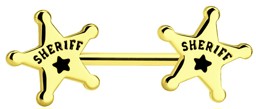 Zeige Details für Brust Piercing Stab Gold mit Sheriff-Stern in 1,6 x 12-16 mm Bild von Brust Piercing Stab Gold mit Sheriff-Stern in 1,6 x 12-16 mm