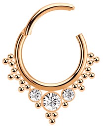 Zeige Details für Piercing Smooth Segment Clicker mit 3 Steinen und Kugeln, rosegold Bild von Piercing Smooth Segment Clicker mit 3 Steinen und Kugeln, rosegold