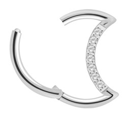 Zeige Details für Piercing Smooth Segment Clicker Ring in 1,2 mm, Mond mit Steinen Bild von Piercing Smooth Segment Clicker Ring in 1,2 mm, Mond mit Steinen