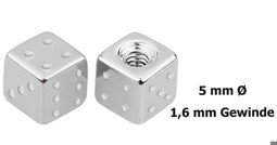 Zeige Details für Piercing Verschluss Würfel Stahl 1x glänzend 1,6 x 5 mm Bild von Piercing Verschluss Würfel Stahl 1x glänzend 1,6 x 5 mm