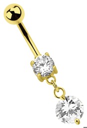Zeige Details für Bauchnabel Piercing Schmuck Banane Gold mit zwei klaren Steinen Bild von Bauchnabel Piercing Schmuck Banane Gold mit zwei klaren Steinen