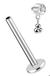 Zeige Details für Ohr Piercing Labret Stud in 1,2 mm und Steinplatte mit Kugel-Hänger Bild von Ohr Piercing Labret Stud in 1,2 mm und Steinplatte mit Kugel-Hänger