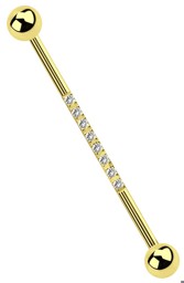 Zeige Details für Industrial, Ohr Piercing Stab Gold in 1,6 mm mit Steinen Bild von Industrial, Ohr Piercing Stab Gold in 1,6 mm mit Steinen