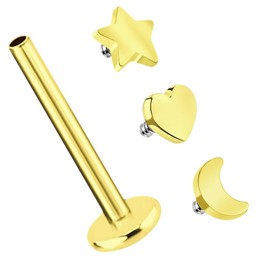 Zeige Details für Ohr Piercing Labret Stud, 1,2 mm mit Stern, Mond und Herz Bild von Ohr Piercing Labret Stud, 1,2 mm mit Stern, Mond und Herz