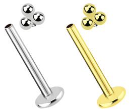 Zeige Details für Ohr Piercing Labret Stud, 1,2 mm mit Innengewinde und drei Kugeln Bild von Ohr Piercing Labret Stud, 1,2 mm mit Innengewinde und drei Kugeln