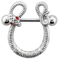 Zeige Details für Brustpiercing Schmuck Bügel Schlange mit Stab Bild von Brustpiercing Schmuck Bügel Schlange mit Stab
