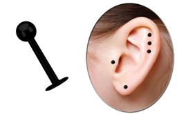 Zeige Details für Piercing Labret, schwarz, 4 mm Platte in 1,2 x 6-10 mm mit Kugel Bild von Piercing Labret, schwarz, 4 mm Platte in 1,2 x 6-10 mm mit Kugel