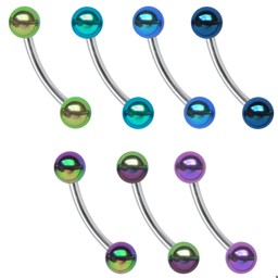 Zeige Details für Titan Piercing Banane 1,2 x 6-14 mm + Stahl Kugeln eloxiert Bild von Titan Piercing Banane 1,2 x 6-14 mm + Stahl Kugeln eloxiert