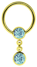 Zeige Details für Piercing Ring 18 kt. Hartvergoldet + Kette, 6 mm Kugeln, Steine Bild von Piercing Ring 18 kt. Hartvergoldet + Kette, 6 mm Kugeln, Steine