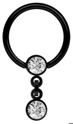 Zeige Details für Intimpiercing Ring Stahl schwarz mit Kette und 4 mm Kugeln, Steine Bild von Intimpiercing Ring Stahl schwarz mit Kette und 4 mm Kugeln, Steine