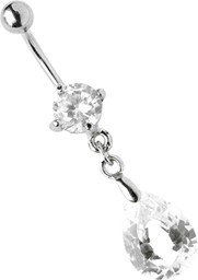 Zeige Details für Bauchnabel Piercing mit Zirkonia und Steintropfenanhänger Bild von Bauchnabel Piercing mit Zirkonia und Steintropfenanhänger