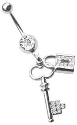 Zeige Details für Bauchnabelpiercing Schmuck Banane mit Schloss und Schlüssel Bild von Bauchnabelpiercing Schmuck Banane mit Schloss und Schlüssel